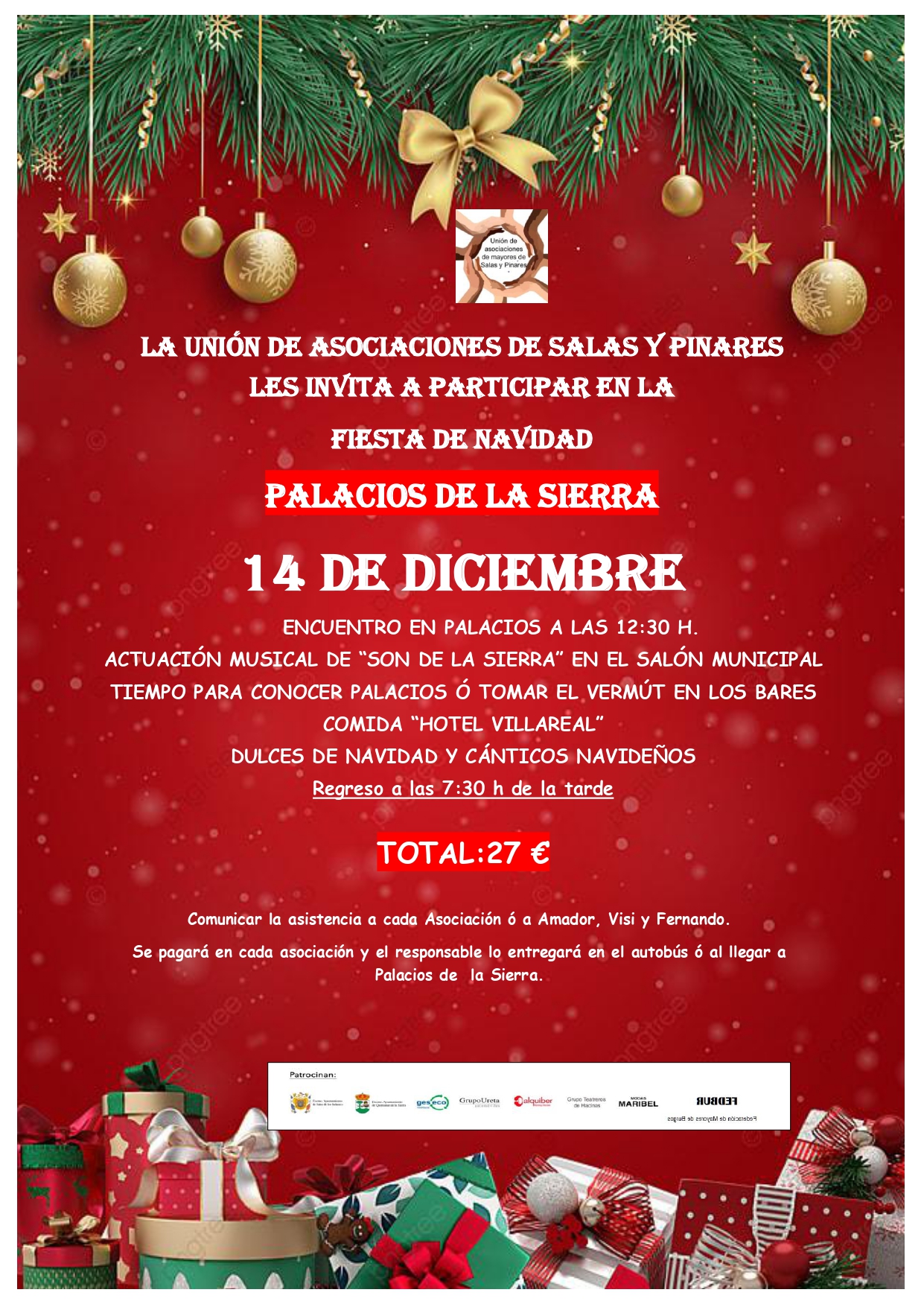 la Unión de Asociaciones de Salas y Pinares les invita a la Fiesta de Navidad