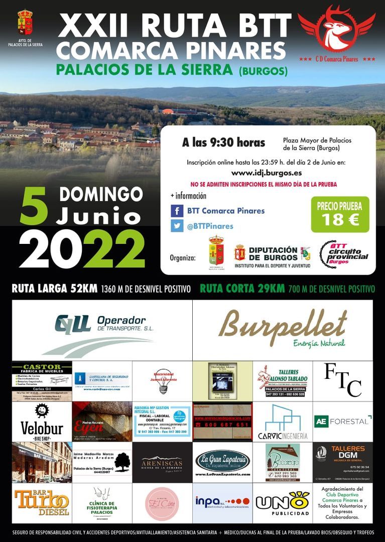 Palacios de la Sierra acoge el 5 de junio la XXII Marcha BTT Comarca Pinares