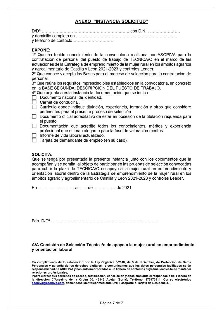 OFERTA DE EMPLEO: Técnica/o de apoyo a la mujer rural en emprendimiento y orientación laboral y controles Leader.