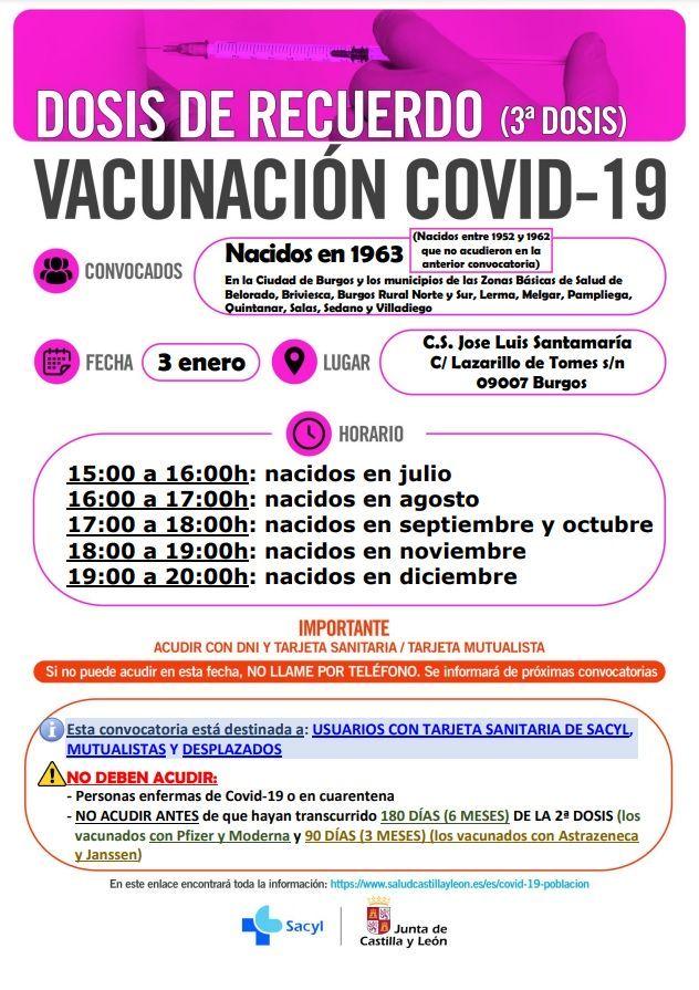 DOSIS DE RECUERDO (3ª dosis) Vacunación COVID-19 nacidos en1963