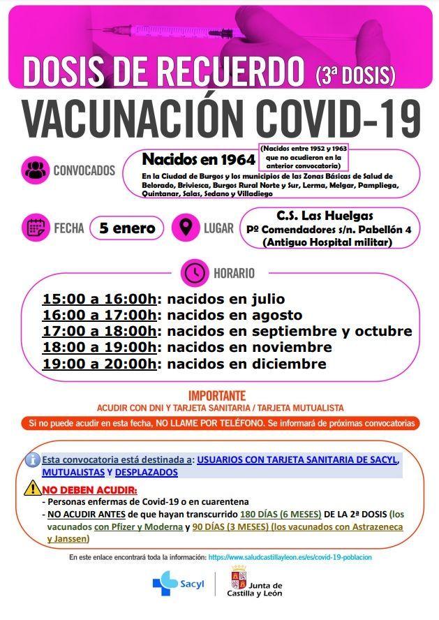 DOSIS DE RECUERDO (3ª dosis) Vacunación COVID-19 nacidos en1964