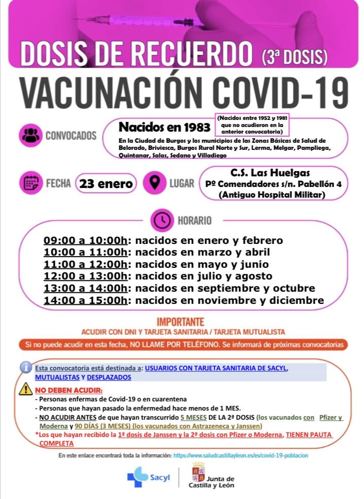 DOSIS DE RECUERDO (3ª dosis) Vacunación COVID-19 nacidos en1982 y 1983